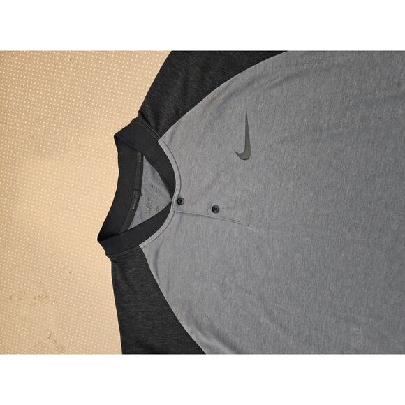 Nike Golf Shirt Mens Size 2XL 833079-063 Gray Blade Collar Raglan Wool Blend - Picture 2 of 11